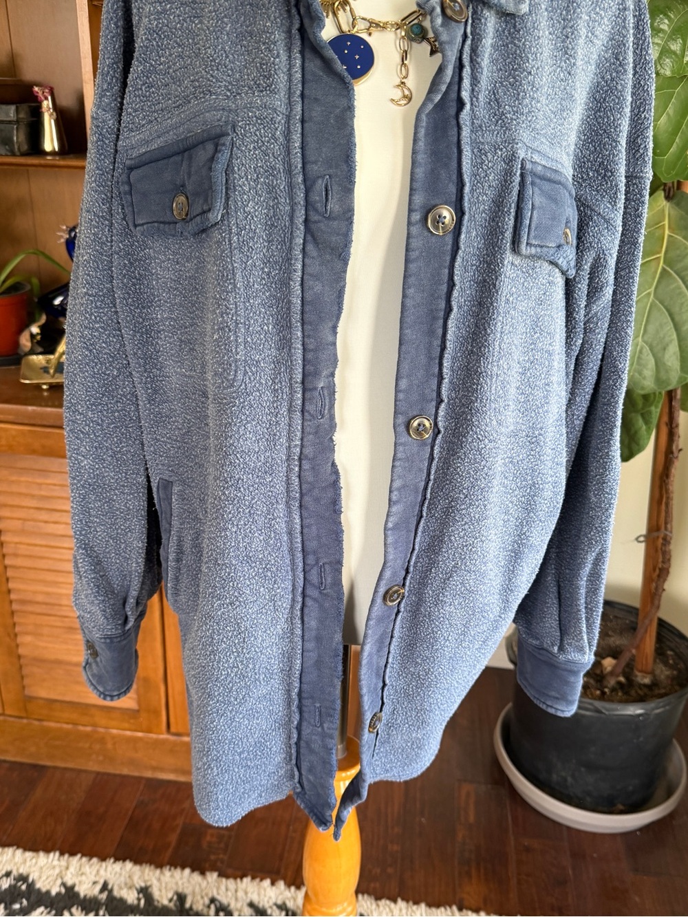 Free People Navy Ruby Shacket Shirt Jacket S - Picture 4 of 14